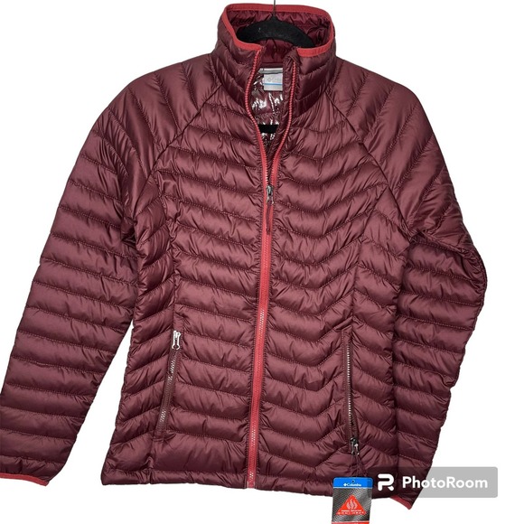 Columbia NEW Burgundy Puffer‎ Jacket Powder Lite Jacket XS NWT - Picture 1 of 10